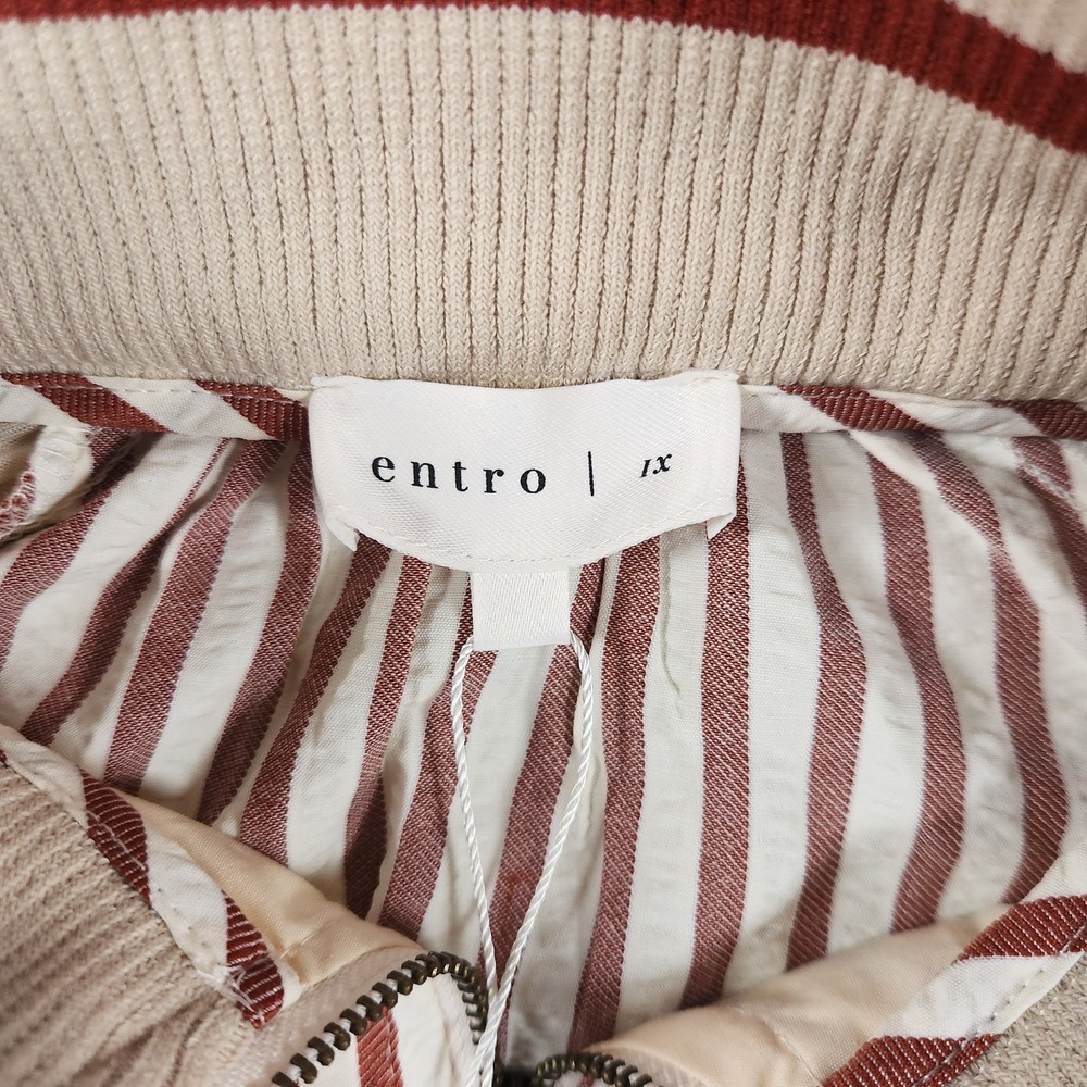 Entro Presley Striped Puff Sleeve Top Short Sleeve Women 1X Preppy Old Money - Picture 6 of 7